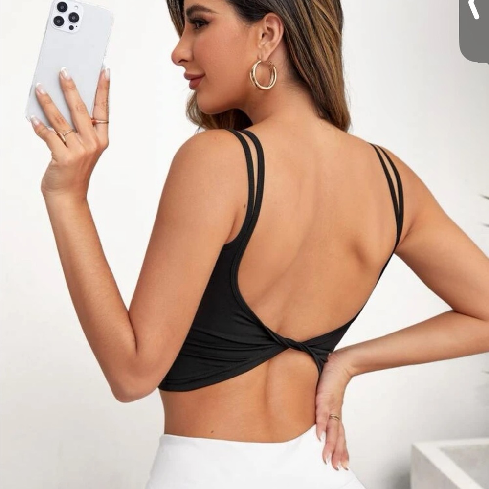 SHEIN Crop Twist Back Top